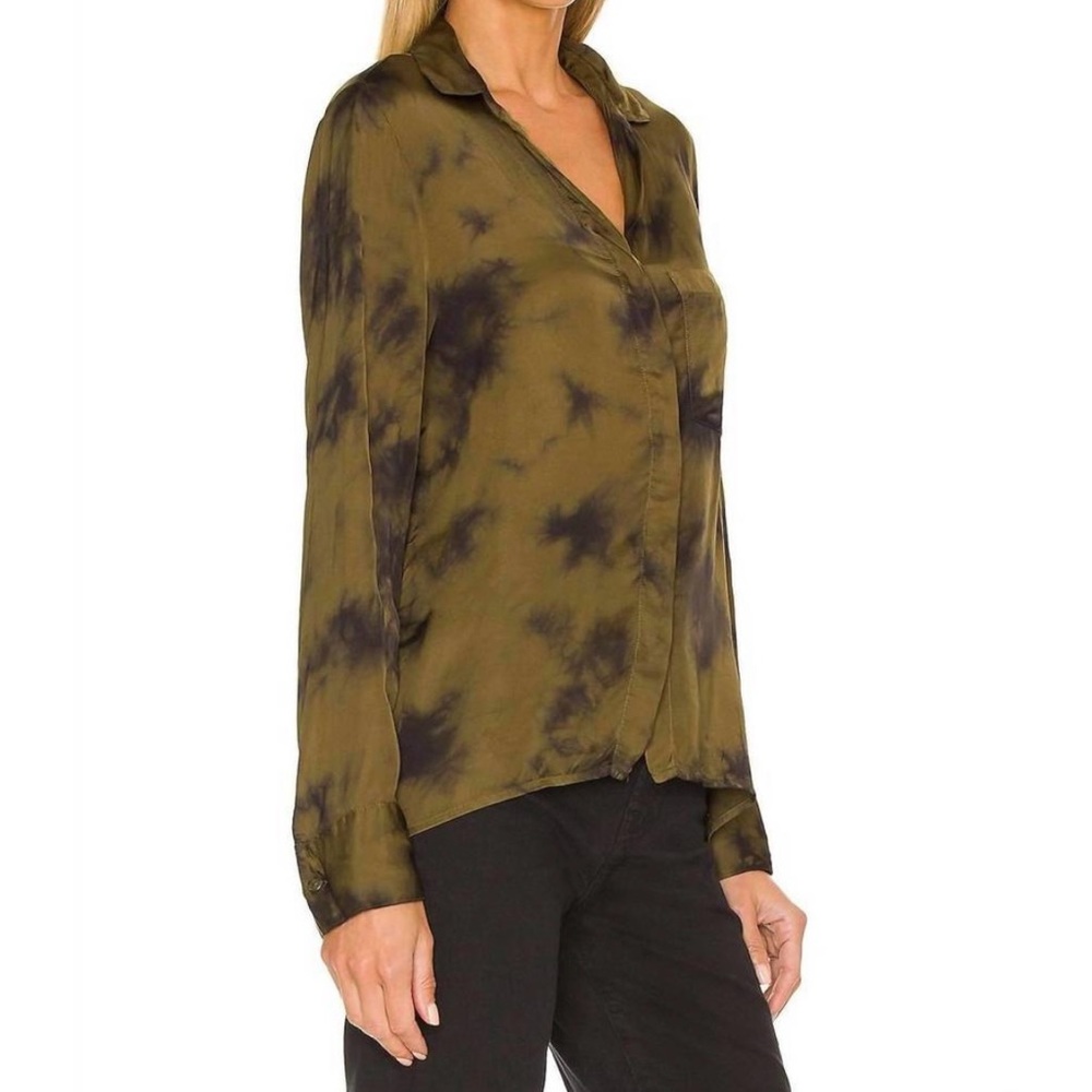 Young Fabulous & Broke Susan Satin Button Down Blouse Fern Vancouver Wash S
